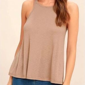 Free People Ribbed High Neck Tank Top